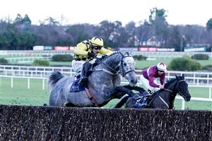 DUBLIN, IRELAND - DECEMBER 29: Paul Townend riding Gaillard Du Mesnil clear the last to win The Neville Hotels Novice Chase at Leopardstown Racecourse on December 29, 2022 in Dublin, Ireland (Photo by Alan Crowhurst/Getty Images)