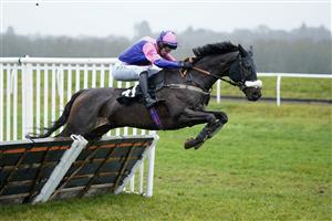 NEWBURY, ENGLAND - DECEMBER 31: Niall Houlihan riding Jupiter Du Gite clear the last to win The Coral Racing Club Join For Free