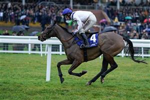 NEWBURY, ENGLAND - DECEMBER 31: Harry Cobden riding Hermes Allen comfortably win The Coral Challow Novices