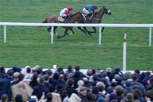 CHELTENHAM, ENGLAND - JANUARY 01: Luca Morgan riding Fiercely Proud (R) win The JCB