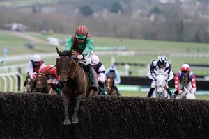 CHELTENHAM, ENGLAND - JANUARY 01: Richard Patrick riding Rapper clear the last to win The AIS Handicap Chase at Cheltenham Racecourse on January 01, 2023 in Cheltenham, England. (Photo by Alan Crowhurst/Getty Images)