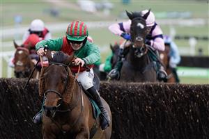 CHELTENHAM, ENGLAND - JANUARY 01: Richard Patrick riding Rapper clear the last to win The AIS Handicap Chase at Cheltenham Racecourse on January 01, 2023 in Cheltenham, England. (Photo by Alan Crowhurst/Getty Images)