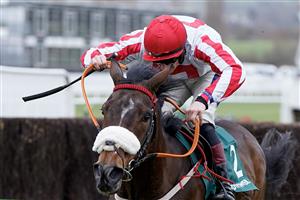 CHELTENHAM, ENGLAND - JANUARY 01: Sam Twiston-Davies riding The Real Whacker clear the last to win The Paddy Power Novices