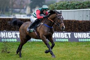 ESHER, ENGLAND - JANUARY 07: Jack Andrews riding Xcitations clear the last to win The Unibet Horserace Betting Operator Of The Year Handicap Chase at Sandown Park on January 07, 2023 in Esher, England. (Photo by Alan Crowhurst/Getty Images)