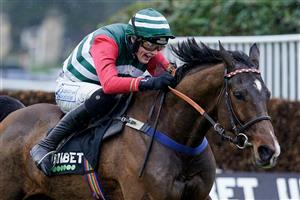 ESHER, ENGLAND - JANUARY 07: Jack Andrews riding Xcitations clear the last to win The Unibet Horserace Betting Operator Of The Year Handicap Chase at Sandown Park on January 07, 2023 in Esher, England. (Photo by Alan Crowhurst/Getty Images)