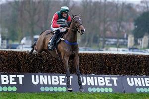 ESHER, ENGLAND - JANUARY 07: Jack Andrews riding Xcitations clear the last to win The Unibet Horserace Betting Operator Of The Year Handicap Chase at Sandown Park on January 07, 2023 in Esher, England. (Photo by Alan Crowhurst/Getty Images)