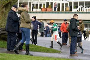 ESHER, ENGLAND - JANUARY 07: Jamie Moore makes his way to the parade ring at Sandown Park on January 07, 2023 in Esher, England. (Photo by Alan Crowhurst/Getty Images)