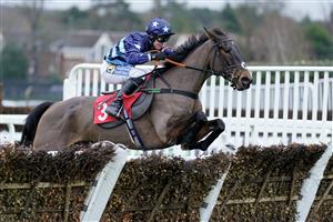ESHER, ENGLAND - JANUARY 07: Tom Buckley riding I Have A Voice clear the last to win The Unibet Extra Places Every Day Juvenile Hurdle at Sandown Park on January 07, 2023 in Esher, England. (Photo by Alan Crowhurst/Getty Images)