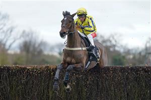 WARWICK, ENGLAND - JANUARY 14: Jamie Moore riding Haddex Des Obeaux clear the last to win The Wigley Support Fund Edward Courage Cup Handicap Chase at Warwick Racecourse on January 14, 2023 in Warwick, England. (Photo by Alan Crowhurst/Getty Images)