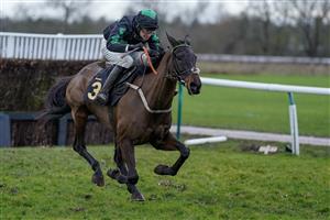 WARWICK, ENGLAND - JANUARY 14: Stan Sheppard riding Iwilldoit clear the last to win The Wigley Group Classic Handicap Chase at Warwick Racecourse on January 14, 2023 in Warwick, England. (Photo by Alan Crowhurst/Getty Images)