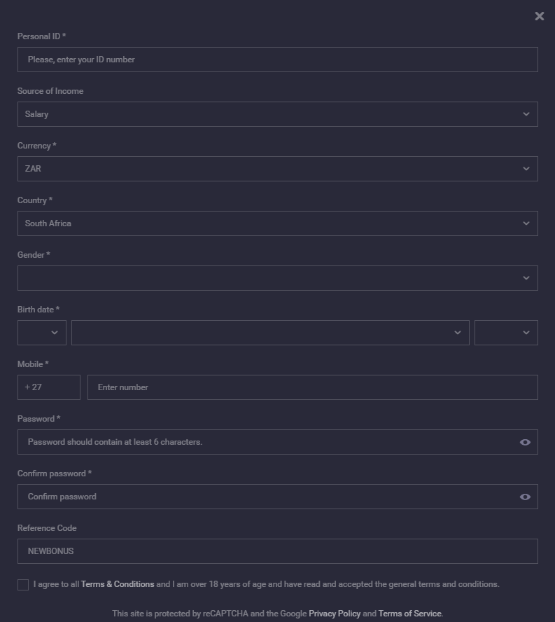 Screenshot eines Casino-Interfaces mit Spieloptionen
