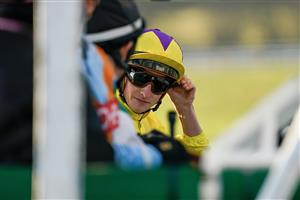 LINGFIELD, ENGLAND - JANUARY 21: Tom Marquand in the stalls at Lingfield Park on January 21, 2023 in Lingfield, England. (Photo by Alan Crowhurst/Getty Images)