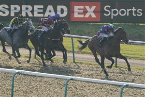 LINGFIELD, ENGLAND - JANUARY 21: Ryan Moore riding All The King's Men win The Spreadex Sports Get 40 In Bonuses Handicap at Lingfield Park on January 21, 2023 in Lingfield, England. (Photo by Alan Crowhurst/Getty Images)