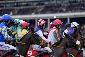 CHELTENHAM, ENGLAND - JANUARY 28: At the start for The Glenfarclas Cross Country Handicap Chase at Cheltenham Racecourse on January 28, 2023 in Cheltenham, England. (Photo by Alan Crowhurst/Getty Images)