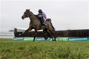 CHELTENHAM, ENGLAND - JANUARY 28: Harry Cobden riding Stage Star clear the last to win The Timeform Novices