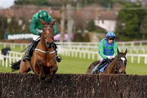 DUBLIN, IRELAND - FEBRUARY 04: Daryl Jacob riding El Fabiolo clear the last to win The Goffs Irish Arkle Novice Chase at Leopardstown Racecourse on February 04, 2023 in Dublin, Ireland. (Photo by Alan Crowhurst/Getty Images)