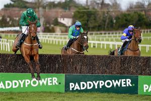 DUBLIN, IRELAND - FEBRUARY 04: Daryl Jacob riding El Fabiolo clear the last to win The Goffs Irish Arkle Novice Chase at Leopardstown Racecourse on February 04, 2023 in Dublin, Ireland. (Photo by Alan Crowhurst/Getty Images)