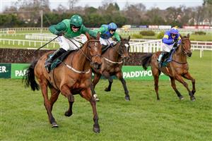 DUBLIN, IRELAND - FEBRUARY 04: Daryl Jacob riding El Fabiolo clear the last to win The Goffs Irish Arkle Novice Chase at Leopardstown Racecourse on February 04, 2023 in Dublin, Ireland. (Photo by Alan Crowhurst/Getty Images)