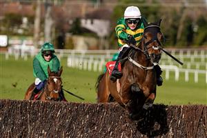 DUBLIN, IRELAND - FEBRUARY 05: Danny Mullins riding Gentleman De Mee clear the last to win The Ladbrokes Dublin Chase at Leopardstown Racecourse on February 05, 2023 in Dublin, Ireland. (Photo by Alan Crowhurst/Getty Images)