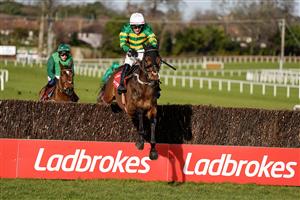 DUBLIN, IRELAND - FEBRUARY 05: Danny Mullins riding Gentleman De Mee clear the last to win The Ladbrokes Dublin Chase at Leopardstown Racecourse on February 05, 2023 in Dublin, Ireland. (Photo by Alan Crowhurst/Getty Images)