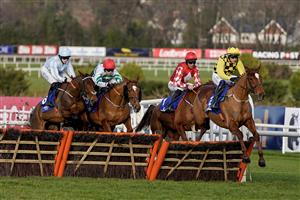 DUBLIN, IRELAND - FEBRUARY 05: Paul Townend riding State Man (R) led all the way to win The Chanelle Pharma Irish Champion Hurdle at Leopardstown Racecourse on February 05, 2023 in Dublin, Ireland. (Photo by Alan Crowhurst/Getty Images)