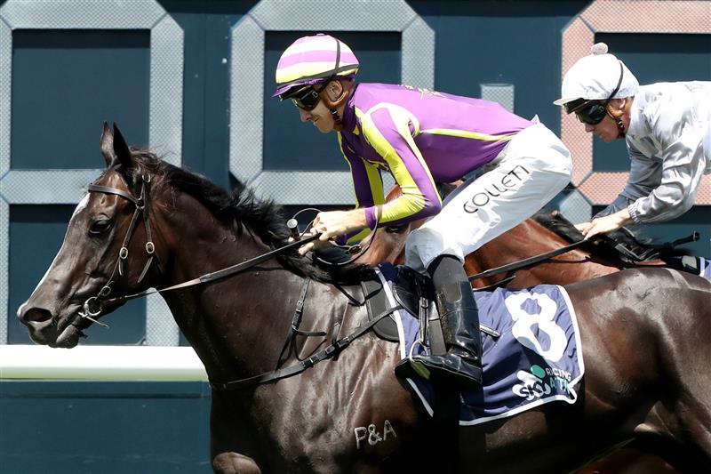 SYDNEY, AUSTRALIA - FEBRUARY 11: Jason Collett riding Mabel wins Race 3 Midway during the Inglis Millennium Day - Sydney Racing at Royal Randwick Racecourse on February 11, 2023 in Sydney, Australia. (Photo by Jeremy Ng/Getty Images)