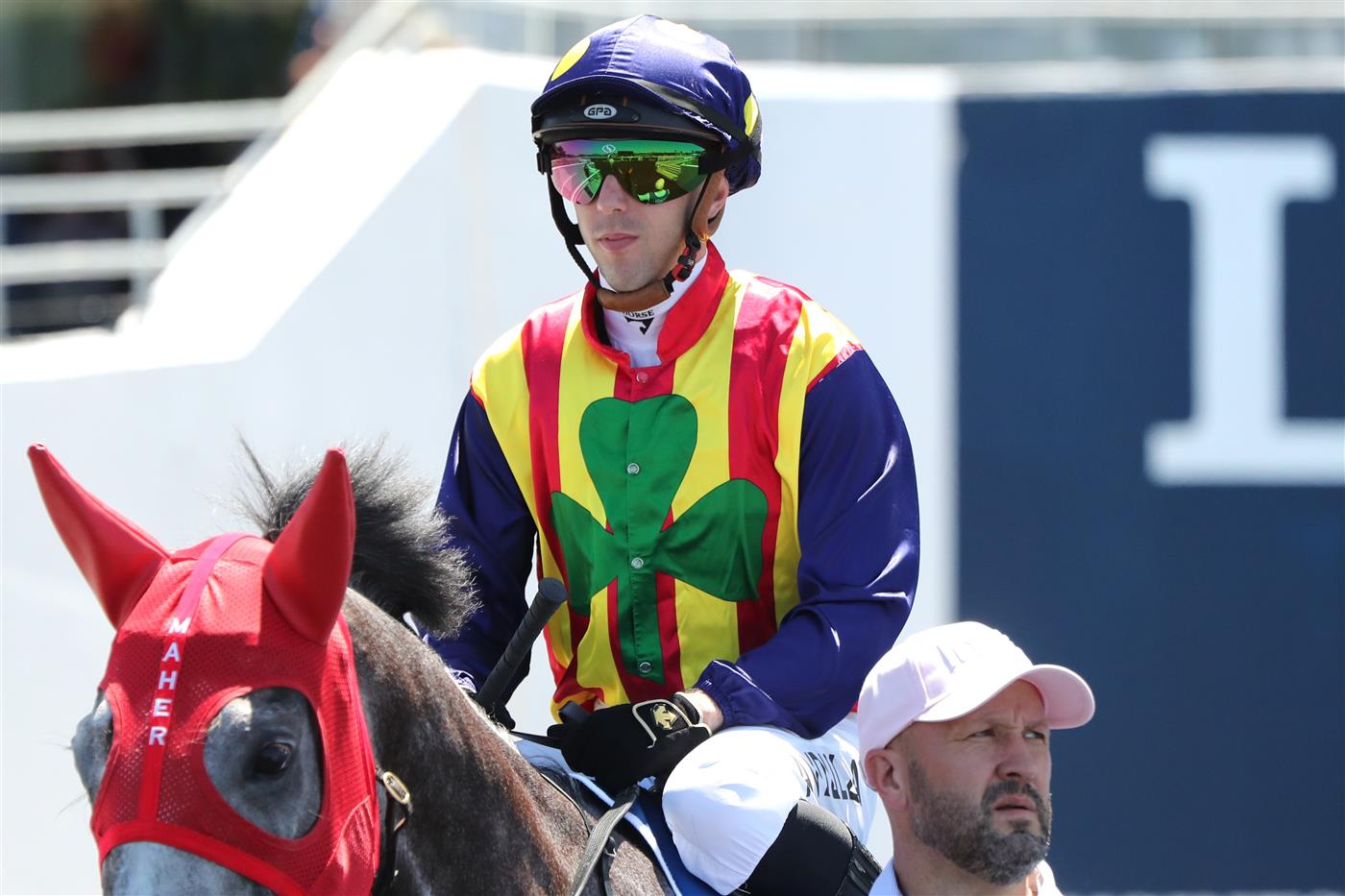 SYDNEY, AUSTRALIA - FEBRUARY 11:  Brenton Avdulla riding Ascension is seen in Race 4 $1M Inglis Pink Bonus during the Inglis Millennium Day - Sydney Racing at Royal Randwick Racecourse on February 11, 2023 in Sydney, Australia. (Photo by Jeremy Ng/Getty Images)