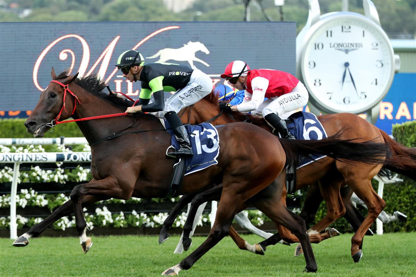 SYDNEY, AUSTRALIA - FEBRUARY 11:  Sam Clipperton riding Think About It wins Race 10 Wild Oaks during the Inglis Millennium Day - Sydney Racing at Royal Randwick Racecourse on February 11, 2023 in Sydney, Australia. (Photo by Jeremy Ng/Getty Images)