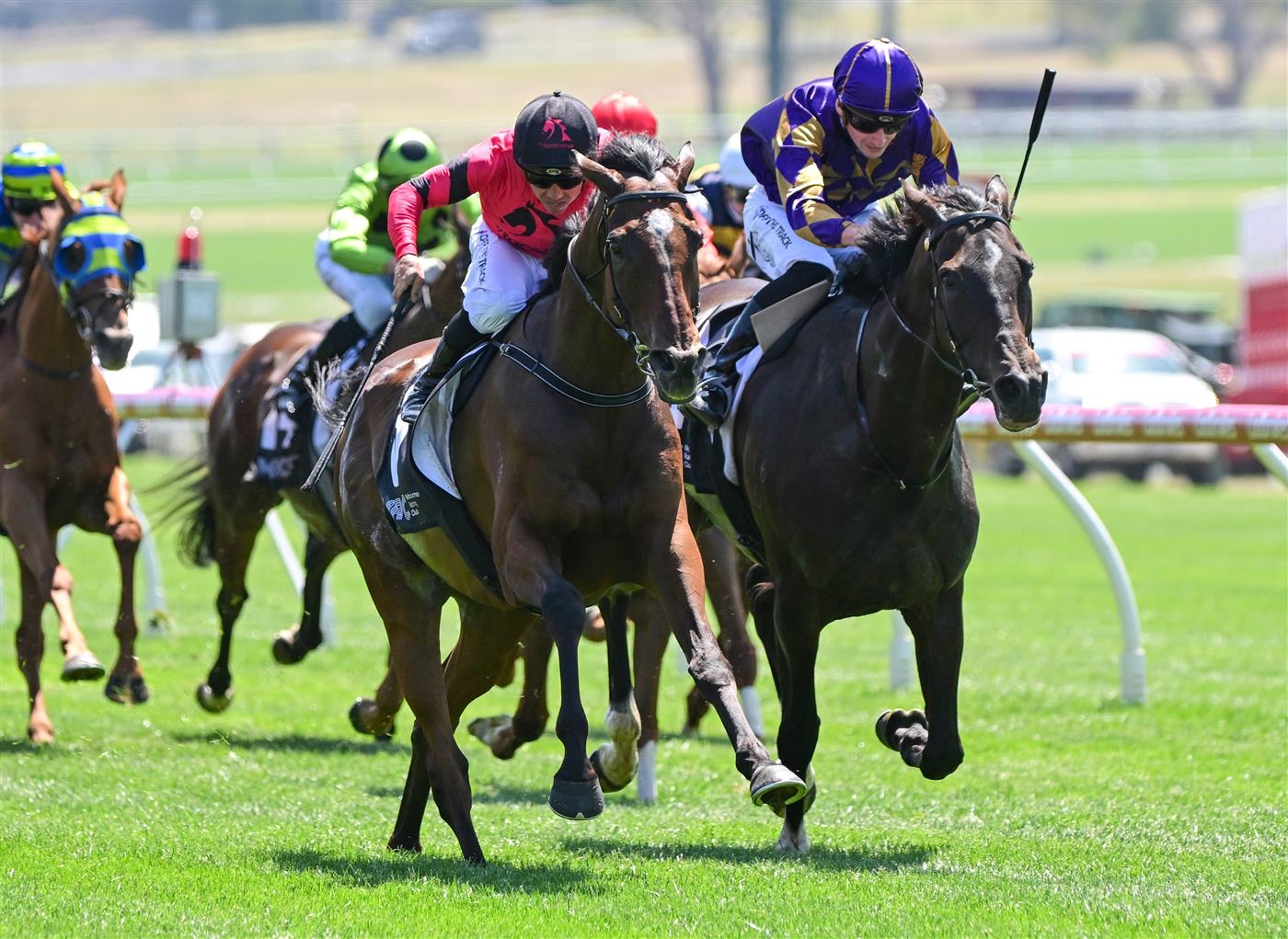 MELBOURNE, AUSTRALIA - FEBRUARY 11: Dean Holland riding So Unusual winning Race 1, Premier Signs Handicap during Melbourne Racing at Sandown Hillside on February 11, 2023 in Melbourne, Australia. (Photo by Vince Caligiuri/Getty Images)