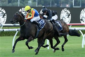 SYDNEY, AUSTRALIA - FEBRUARY 11: Tyler Schiller riding Po Kare Kare wins Race 9 Robrick Lodge Triscay Stakes during the Inglis Millennium Day - Sydney Racing at Royal Randwick Racecourse on February 11, 2023 in Sydney, Australia. (Photo by Jeremy Ng/Getty Images)