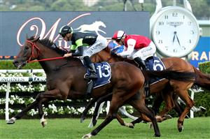 SYDNEY, AUSTRALIA - FEBRUARY 11: Sam Clipperton riding Think About It wins Race 10 Wild Oaks during the Inglis Millennium Day - Sydney Racing at Royal Randwick Racecourse on February 11, 2023 in Sydney, Australia. (Photo by Jeremy Ng/Getty Images)