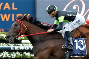 SYDNEY, AUSTRALIA - FEBRUARY 11: Sam Clipperton riding Think About It wins Race 10 Wild Oaks during the Inglis Millennium Day - Sydney Racing at Royal Randwick Racecourse on February 11, 2023 in Sydney, Australia. (Photo by Jeremy Ng/Getty Images)