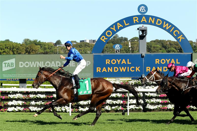 SYDNEY, AUSTRALIA - FEBRUARY 25: James Mcdonald riding Anamoe wins Race 8 TAB Chipping Norton Stakes during TAB Chipping Norton Stakes Day - Sydney Racing at Royal Randwick Racecourse on February 25, 2023 in Sydney, Australia. (Photo by Jeremy Ng/Getty Images)
