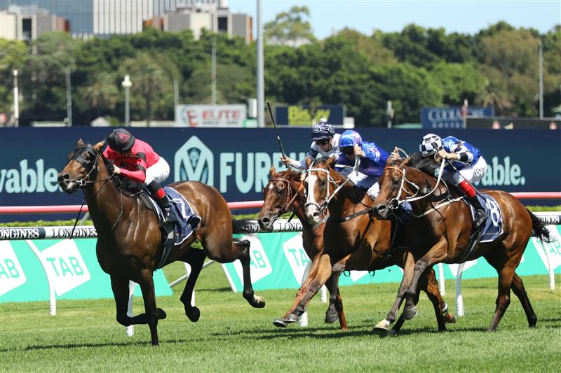 SYDNEY, AUSTRALIA - FEBRUARY 25: James Mcdonald riding Glory Daze winsRace 4 Fitzgerald Jenkins during TAB Chipping Norton Stakes Day - Sydney Racing at Royal Randwick Racecourse on February 25, 2023 in Sydney, Australia. (Photo by Jeremy Ng/Getty Images)