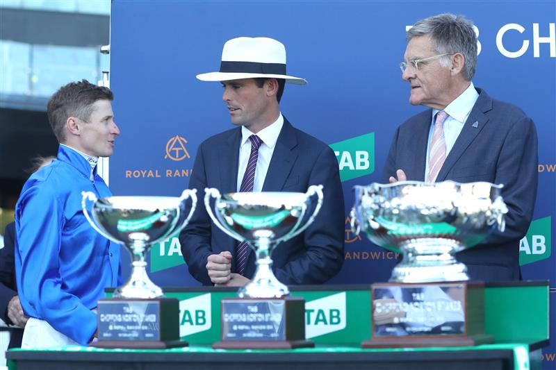 SYDNEY, AUSTRALIA - FEBRUARY 25: James Mcdonald riding Anamoe wins Race 8 TAB Chipping Norton Stakes during TAB Chipping Norton Stakes Day - Sydney Racing at Royal Randwick Racecourse on February 25, 2023 in Sydney, Australia. (Photo by Jeremy Ng/Getty Images)