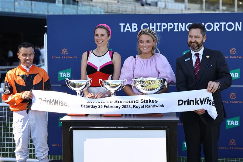 SYDNEY, AUSTRALIA - FEBRUARY 25: Ryan Maloney riding  Sunshine In Paris wins Race 7 Drinkwise Surround Stakes during TAB Chipping Norton Stakes Day - Sydney Racing at Royal Randwick Racecourse on February 25, 2023 in Sydney, Australia. (Photo by Jeremy Ng/Getty Images)