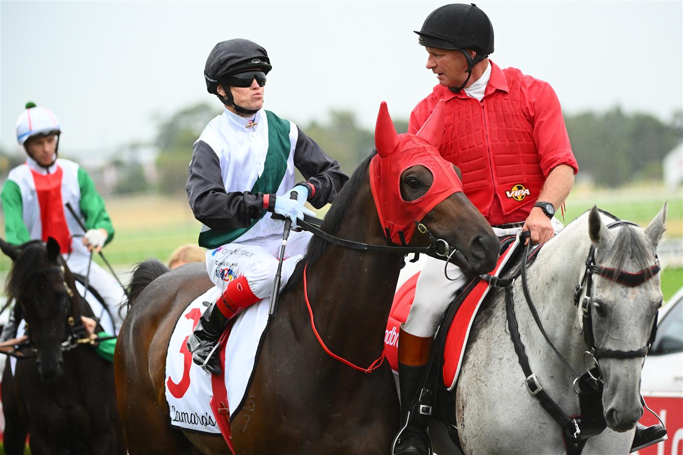 MELBOURNE, AUSTRALIA - FEBRUARY 25: Craig Williams riding Mr Brightside to the start of Race 8, the Lamaro's Futurity Stakes, during Melbourne Racing at Sandown Lakeside on February 25, 2023 in Melbourne, Australia. (Getty)