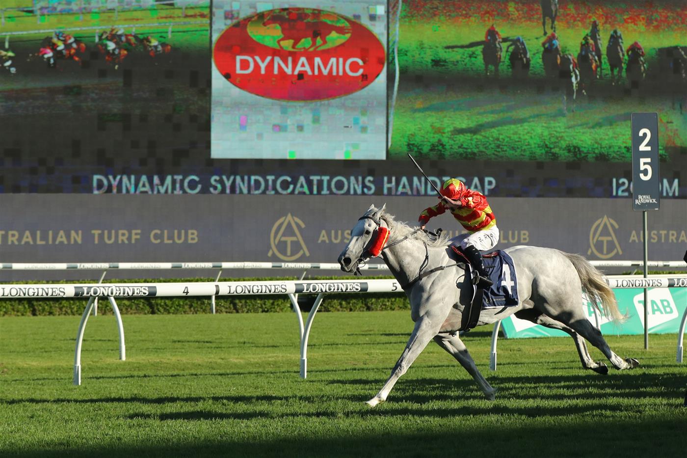 SYDNEY, AUSTRALIA - FEBRUARY 25: Brock Ryan riding Much Much Better wins Race 10 Dynamic Syndications during TAB Chipping Norton Stakes Day - Sydney Racing at Royal Randwick Racecourse on February 25, 2023 in Sydney, Australia. (Photo by Jeremy Ng/Getty Images)