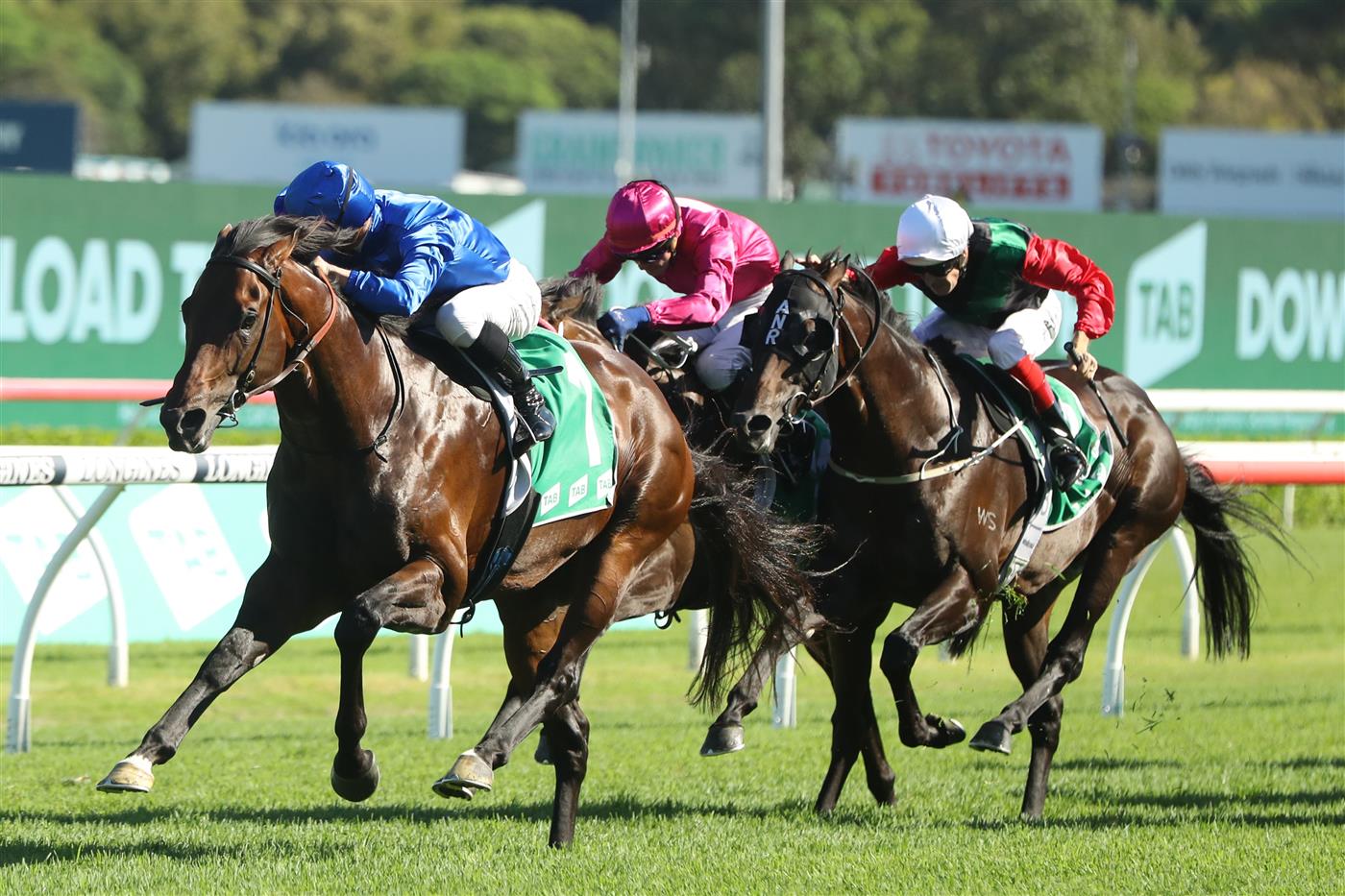 SYDNEY, AUSTRALIA - FEBRUARY 25: James Mcdonald riding Anamoe wins Race 8 TAB Chipping Norton Stakes during TAB Chipping Norton Stakes Day - Sydney Racing at Royal Randwick Racecourse on February 25, 2023 in Sydney, Australia. (Photo by Jeremy Ng/Getty Images)