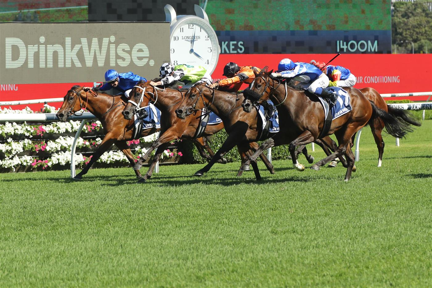 SYDNEY, AUSTRALIA - FEBRUARY 25: Ryan Maloney riding  Sunshine In Paris wins Race 7 Drinkwise Surround Stakes during TAB Chipping Norton Stakes Day - Sydney Racing at Royal Randwick Racecourse on February 25, 2023 in Sydney, Australia. (Photo by Jeremy Ng/Getty Images)