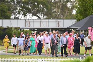 MELBOURNE, AUSTRALIA - FEBRUARY 25: Racegoers are seen arriving during Melbourne Racing at Sandown Lakeside on February 25, 2023 in Melbourne, Australia. (Photo by Vince Caligiuri/Getty Images)