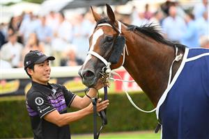 MELBOURNE, AUSTRALIA - FEBRUARY 25: Espiona after winning Race 3, the Catanach's Jewellers Mannerism Stakes, during Melbourne Racing at Sandown Lakeside on February 25, 2023 in Melbourne, Australia. (Getty)