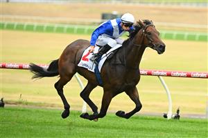 MELBOURNE, AUSTRALIA - FEBRUARY 25: Blake Shinn riding Alligator Blood winning Race 8, the Lamaro's Futurity Stakes, during Melbourne Racing at Sandown Lakeside on February 25, 2023 in Melbourne, Australia. (Getty)
