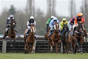 NEWBURY, ENGLAND - MARCH 04: Paul O'Brien riding Dargiannini (L) before going on to win The BetVictor Non-Runner-No-Bet At Cheltenham Seniors' Handicap Hurdle at Newbury Racecourse on March 04, 2023 in Newbury, England. (Photo by Alan Crowhurst/Getty Images)