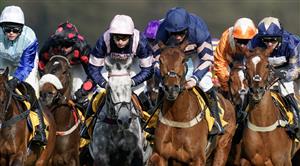 ESHER, ENGLAND - MARCH 11: Bunched runners at Sandown Park on March 11, 2023 in Esher, England. (Photo by Alan Crowhurst/Getty Images)