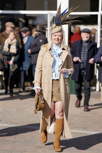 CHELTENHAM, ENGLAND - MARCH 14: Dressed for the occasion during day one of the Cheltenham Festival 2023 at Cheltenham Racecourse on March 14, 2023 in Cheltenham, England. (Photo by Alan Crowhurst/Getty Images)