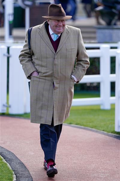 CHELTENHAM, ENGLAND - MARCH 14: Nicky Henderson arrives during day one of the Cheltenham Festival 2023 at Cheltenham Racecourse on March 14, 2023 in Cheltenham, England. (Photo by Alan Crowhurst/Getty Images)