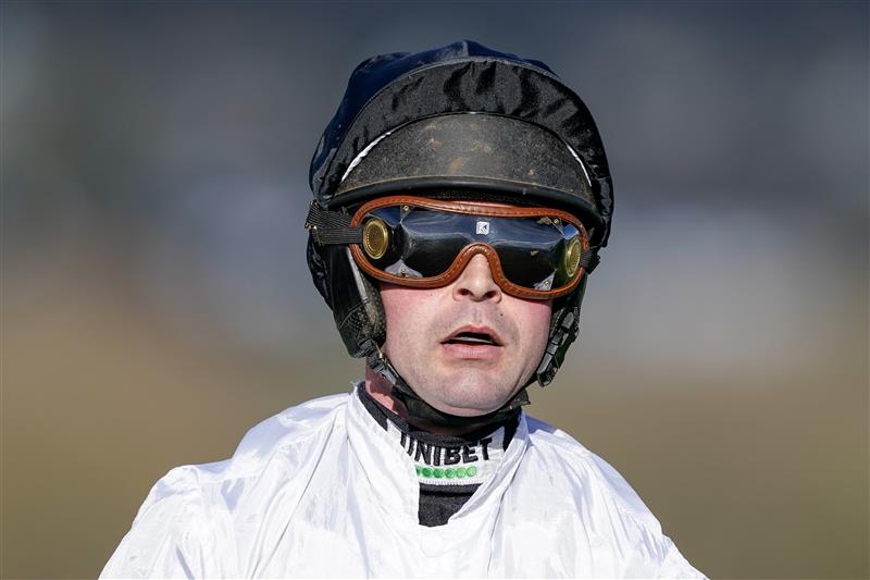 CHELTENHAM, ENGLAND - MARCH 14: Nico de Boinville after riding Constitution Hill to win The Unibet Champion Hurdle Challenge Trophy during day one of the Cheltenham Festival 2023 at Cheltenham Racecourse on March 14, 2023 in Cheltenham, England. (Photo by Alan Crowhurst/Getty Images)