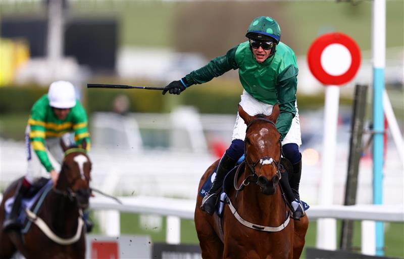 CHELTENHAM, ENGLAND - MARCH 14: Paul Townend celebrates on board El Fabiolo after winning the Sporting Life Arkle Challenge Trophy Novices' Chase during day one of the Cheltenham Festival 2023 at Cheltenham Racecourse on March 14, 2023 in Cheltenham, England. (Photo by Michael Steele/Getty Images)
