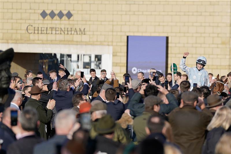 CHELTENHAM, ENGLAND - MARCH 14: Rachael Blackmore returns after riding Honeysuckle to win The Close Brothers Mares' Hurdle during day one of the Cheltenham Festival 2023 at Cheltenham Racecourse on March 14, 2023 in Cheltenham, England. (Photo by Alan Crowhurst/Getty Images)